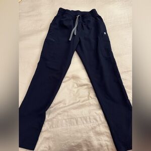 Figs Navy Women's Drawstring scrubs with Gray Tie